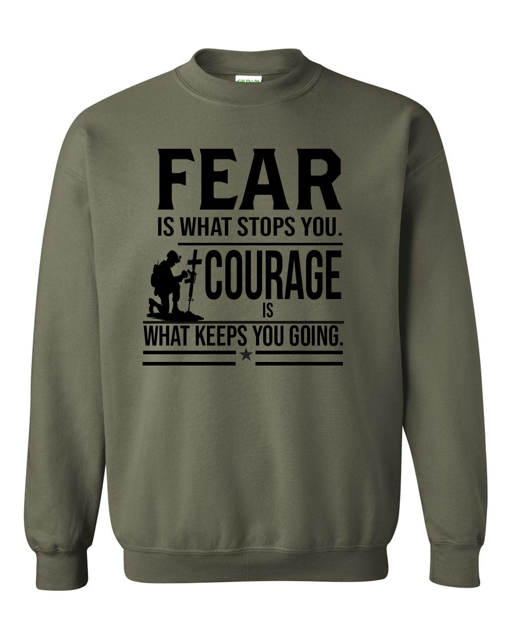 Fear Stops You, Courage Keeps You Going – Gildan Heavy Blend™ 18000 Crewneck Sweatshirt