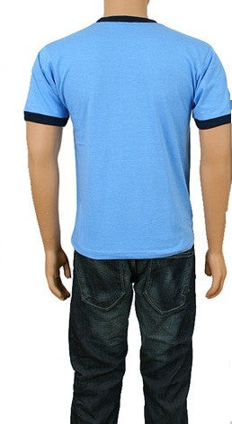 Men's Front Design Tee Shirt with Rock Star Look (Blue) - Comfort Styles