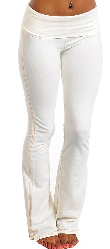 Women's Yoga Style Cream Pants - Comfort Styles