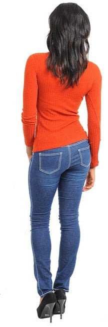 Brick Long Sleeve Turtle Neck Top - Comfort Styles