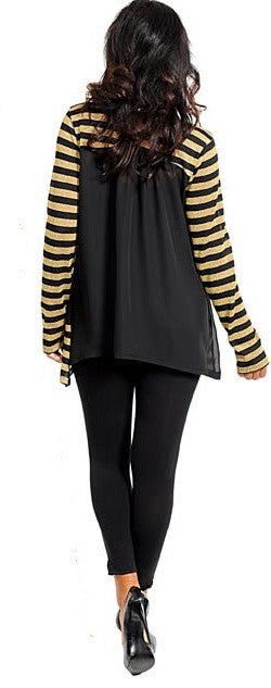 Long Sleeves Gold and Black Cardigan (Plus Size) - Comfort Styles