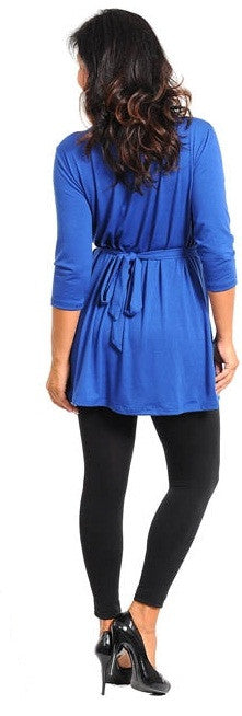Women's Quarter-Sleeve Top With Stone Waist Detail (Plus Size) - Comfort Styles