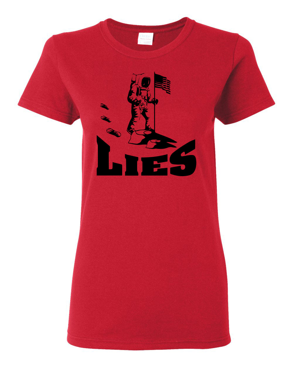Women's Graphic Man On the Moon Lies T-Shirts - Comfort Styles