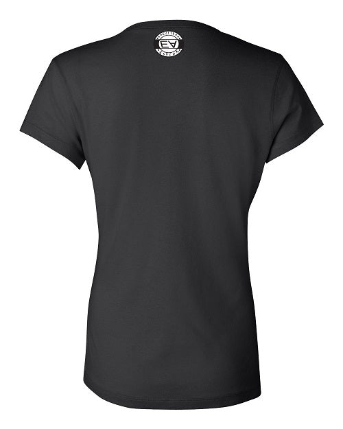 Women's Elite Asylum Black Short Sleeve Jersey V-Neck Tee - Comfort Styles