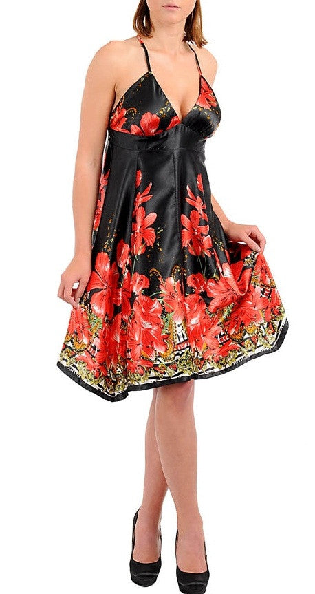 Beautiful black and red halter floral print dress Elite Asylum Beautiful black and red halter floral print dress Elite Asylum