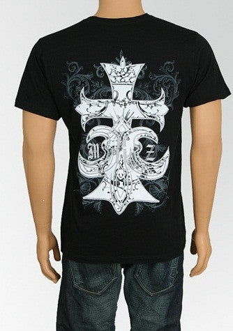 Men's Black Cross Design T-Shirt - Comfort Styles