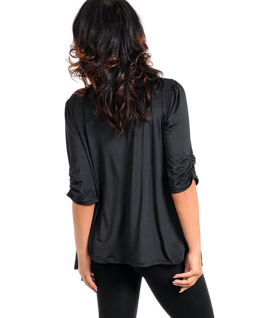 Women's Gray And Black Animal Top-Plus Size - Comfort Styles