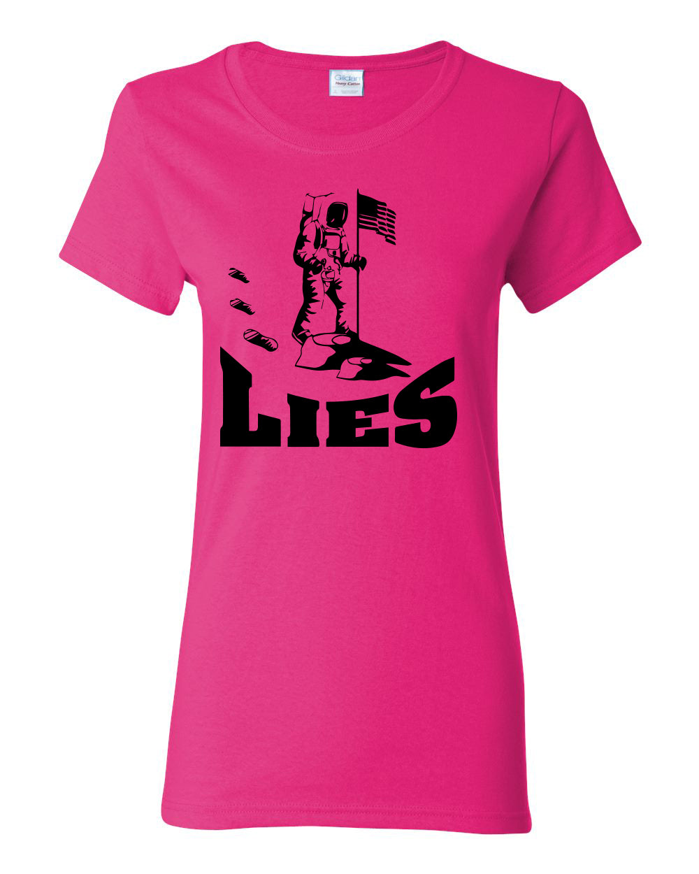 Women's Graphic Man On the Moon Lies T-Shirts - Comfort Styles