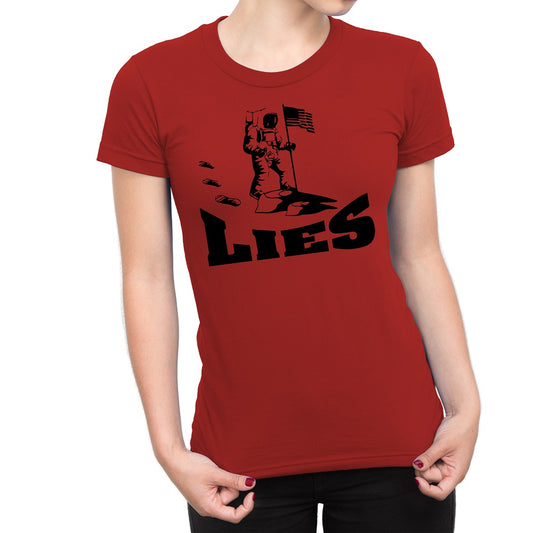 Women's Graphic Man On the Moon Lies T-Shirts - Comfort Styles