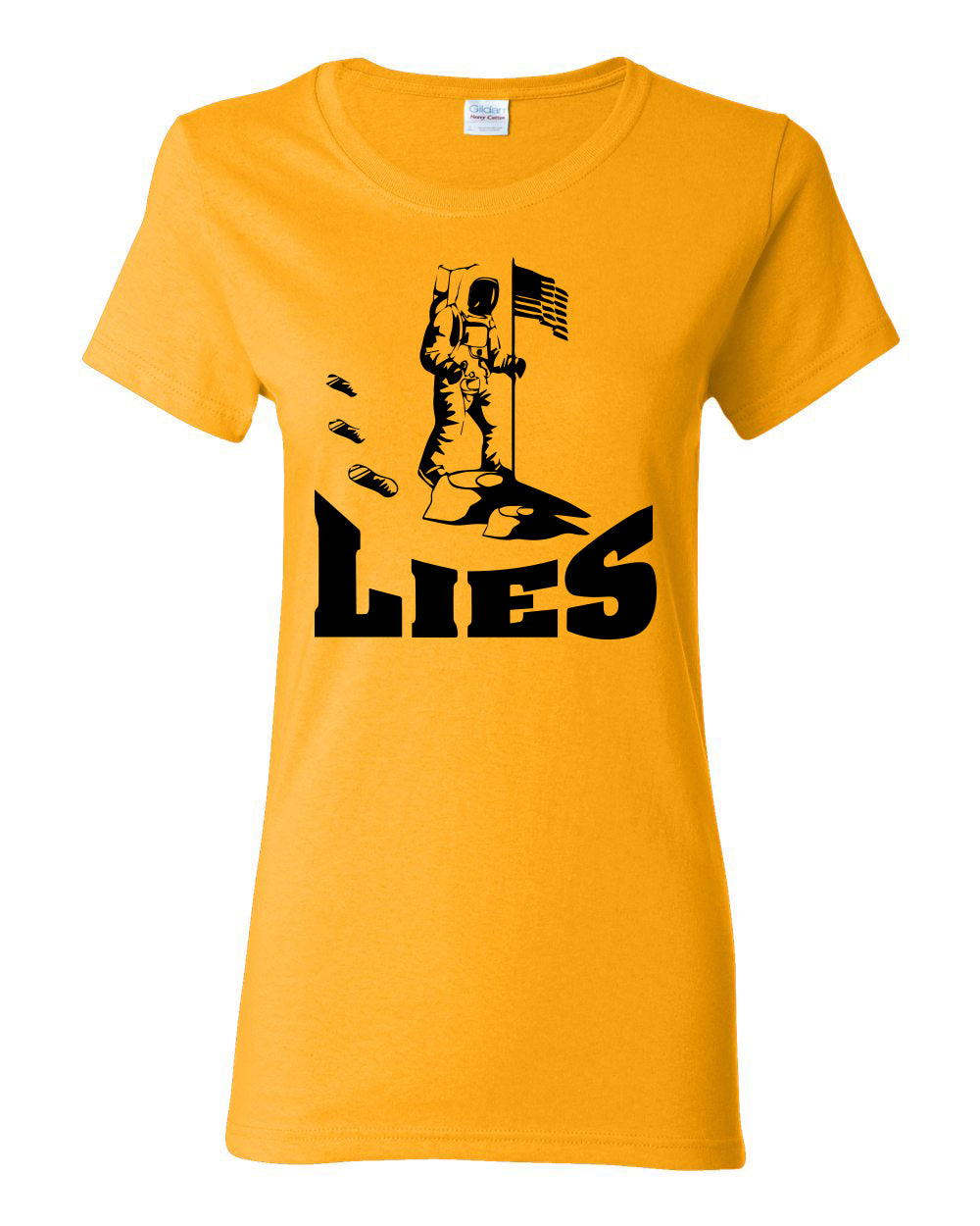 Women's Graphic Man On the Moon Lies T-Shirts - Comfort Styles