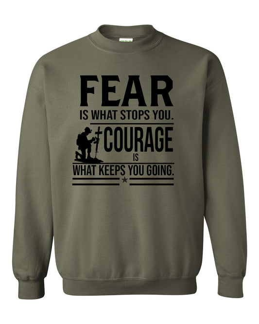 Fear Stops You, Courage Keeps You Going – Gildan Heavy Blend™ 18000 Crewneck Sweatshirt
