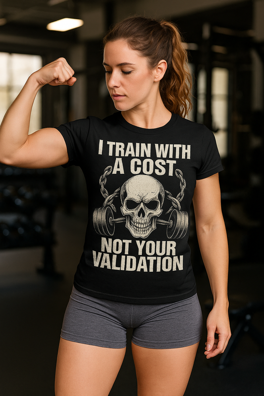 Motivational Gym T-Shirt I Train With a Cost, Not Your Validation