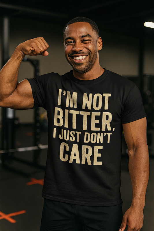 Not Bitter Just Don’t Care Shirt – Bold Attitude Quote Tee on Gildan G200 Unisex Cotton T-Shirt