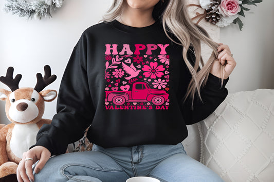 Unisex Sweatshirt - Boho Flowers Happy Valentine's Day Design