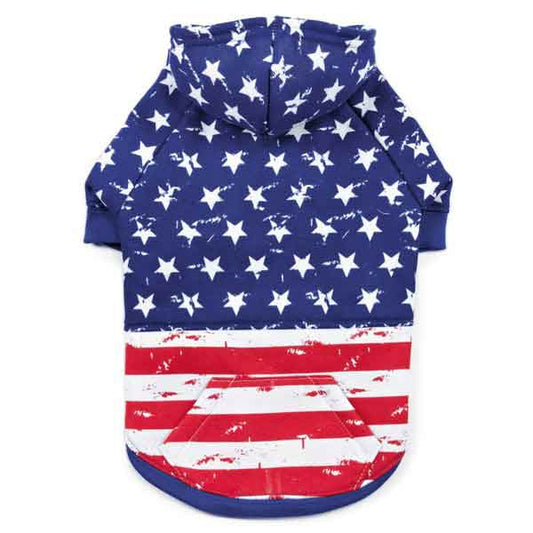 Zack & Zoey Distressed-Look American Flag Dog Hoodies