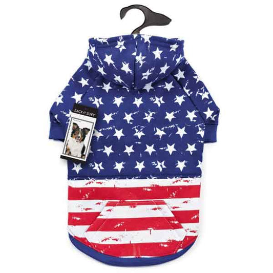 Zack & Zoey Distressed-Look American Flag Dog Hoodies
