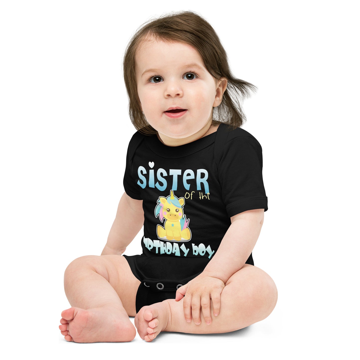Baby suit-Baby short sleeve one piece-Sister of The Birthday Boy-Baby Announcement-Gender Reveal