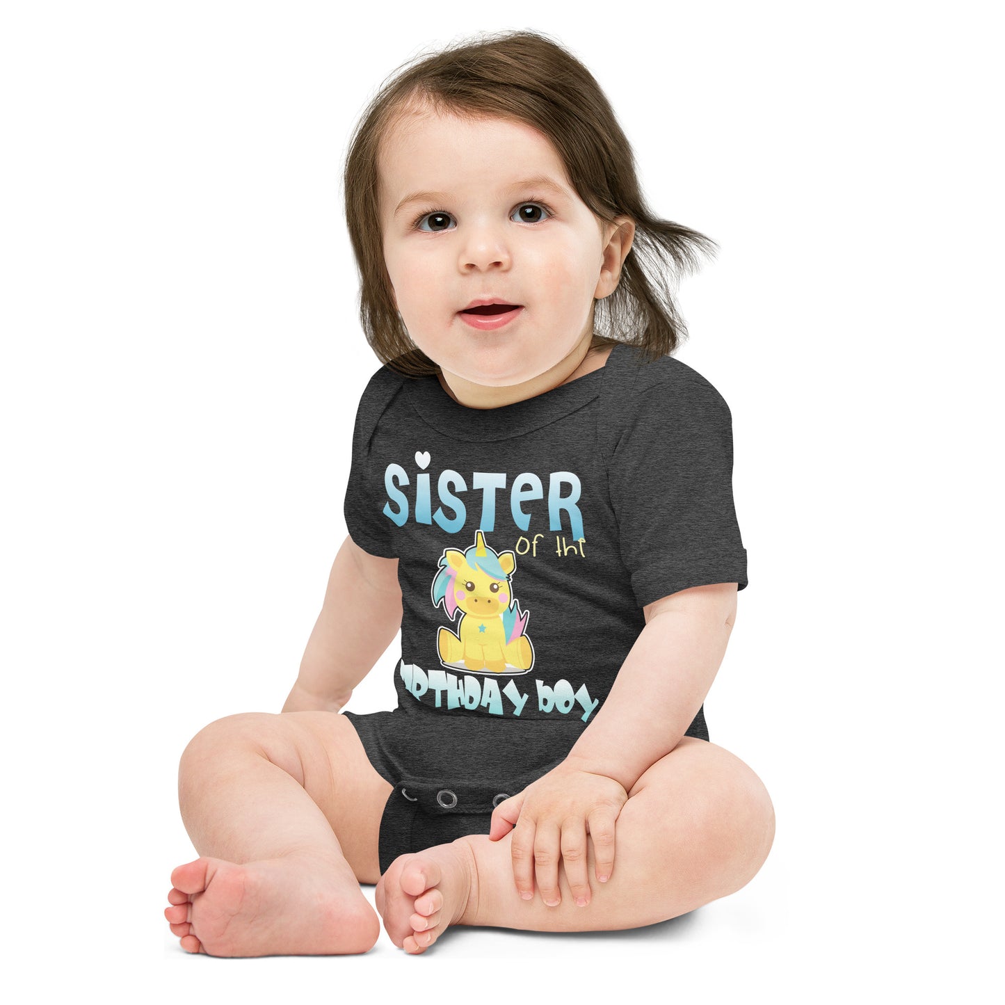 Baby suit-Baby short sleeve one piece-Sister of The Birthday Boy-Baby Announcement-Gender Reveal