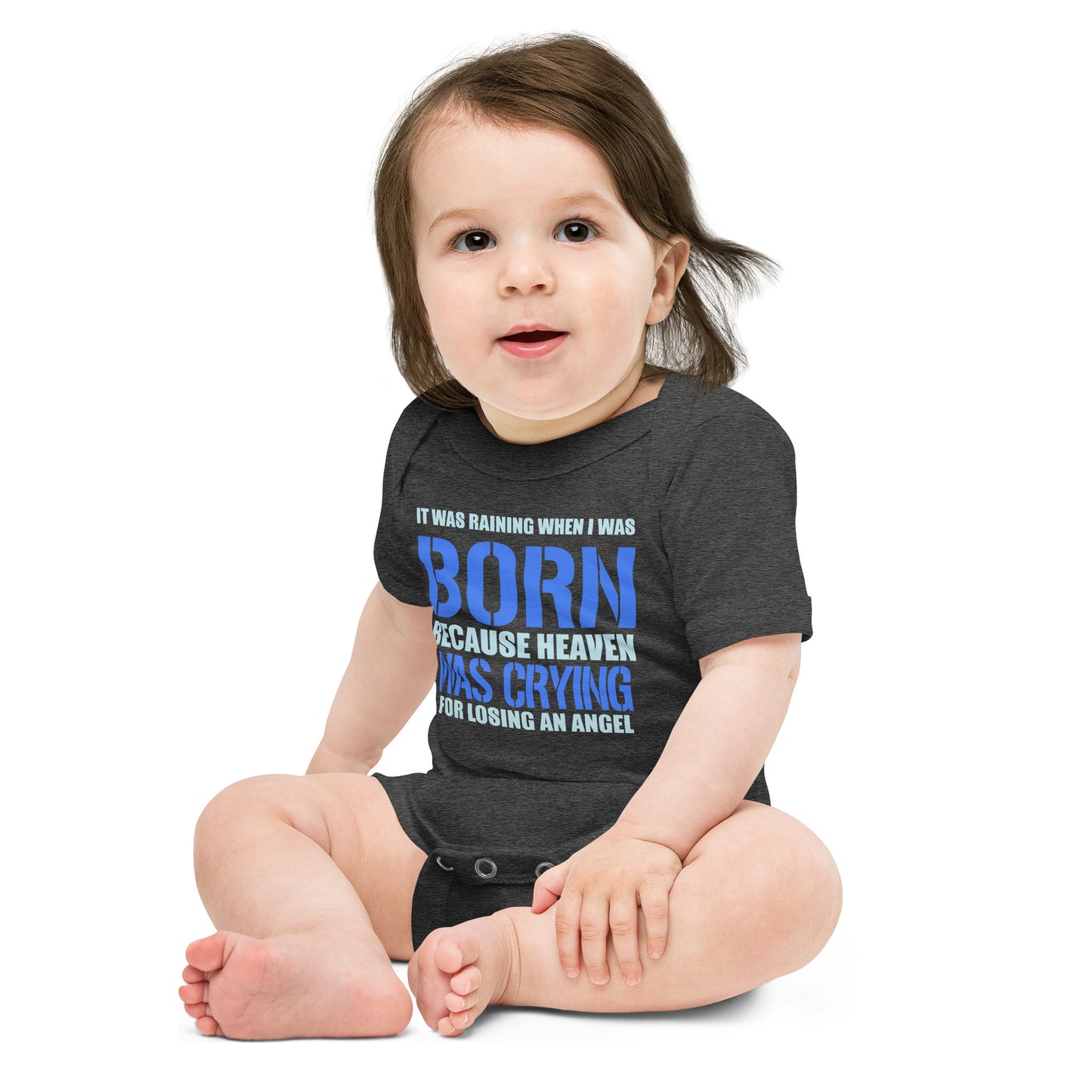 Baby short sleeve one piece - It Was Raining When I was Born - Baby Announcement - Gender Reveal - bodysuit