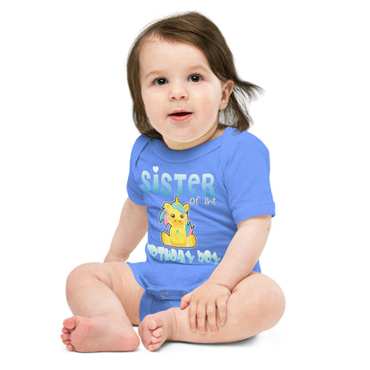Baby suit-Baby short sleeve one piece-Sister of The Birthday Boy-Baby Announcement-Gender Reveal