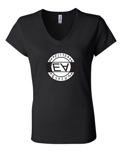 Women's Elite Asylum Black Short Sleeve Jersey V-Neck Tee - Comfort Styles