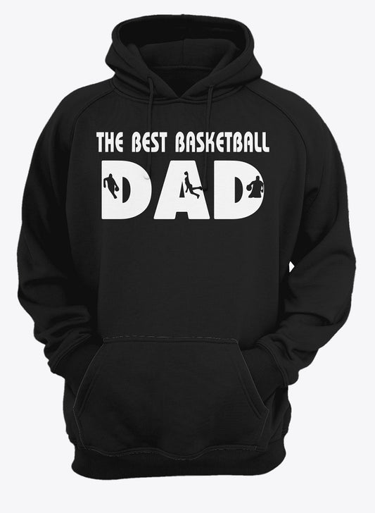 Men’s black hoodie with “Basketball Dad - Comfort Styles