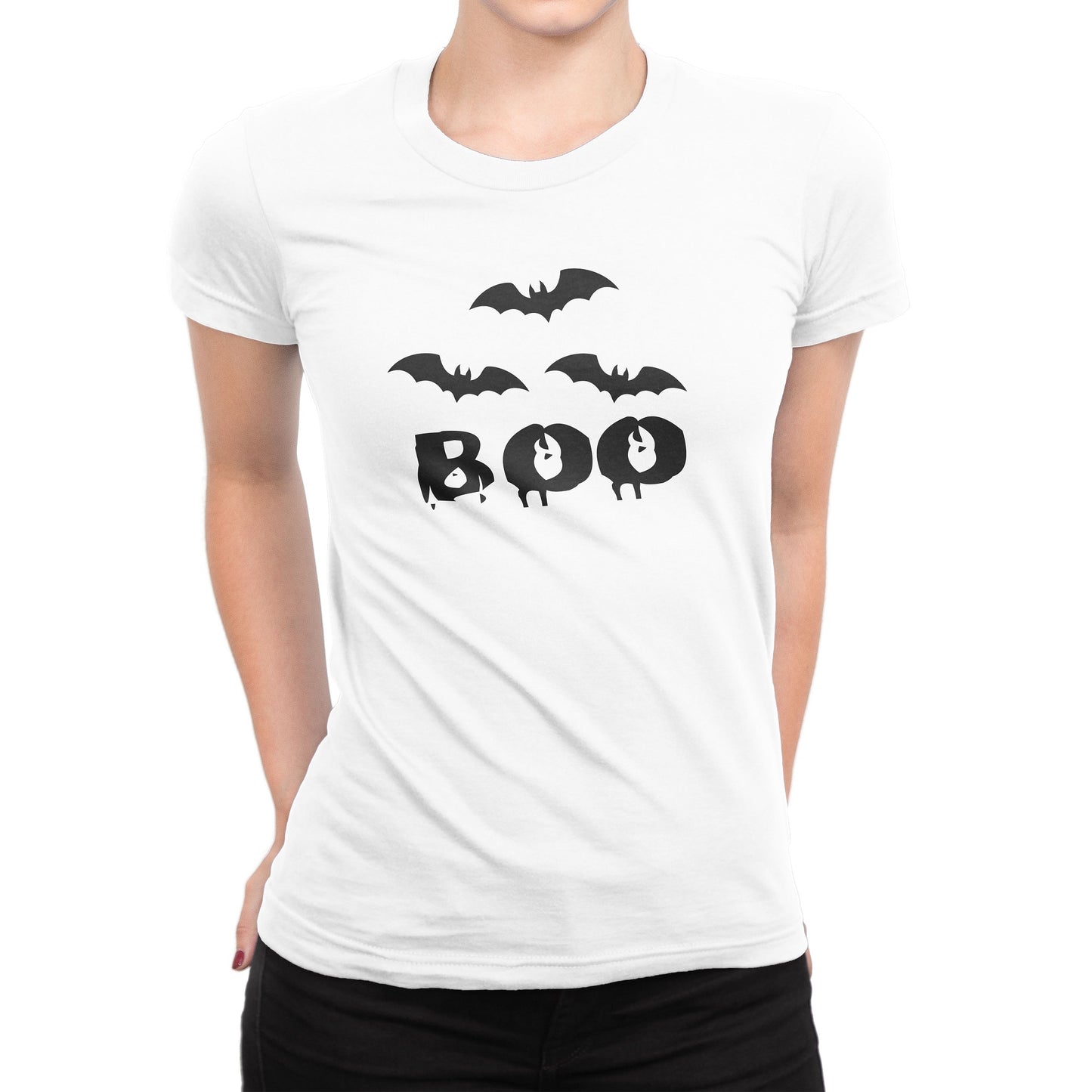 Women's Boo Bat Halloween T-Shirts - Comfort Styles