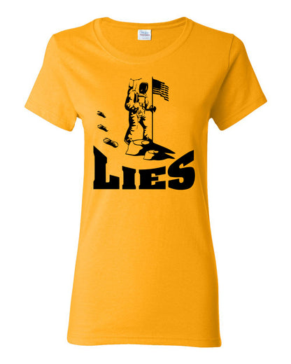 Women's Graphic Man On the Moon Lies T-Shirts - Comfort Styles